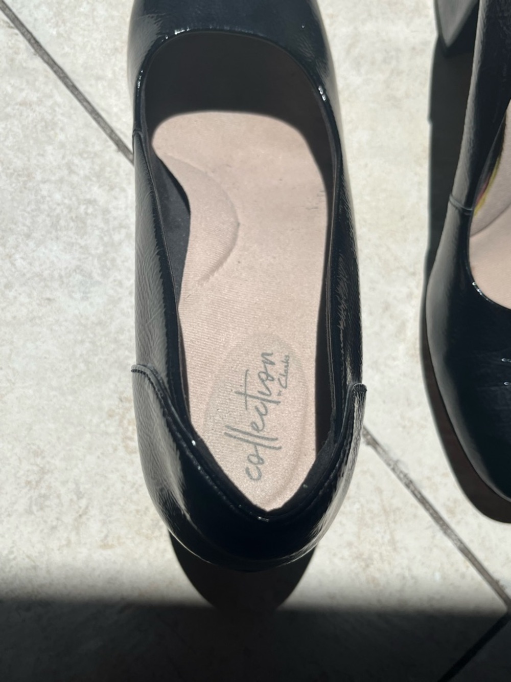 Classic Black Women's Block Heel Pumps Size 9 Black patten - Picture 10 of 11